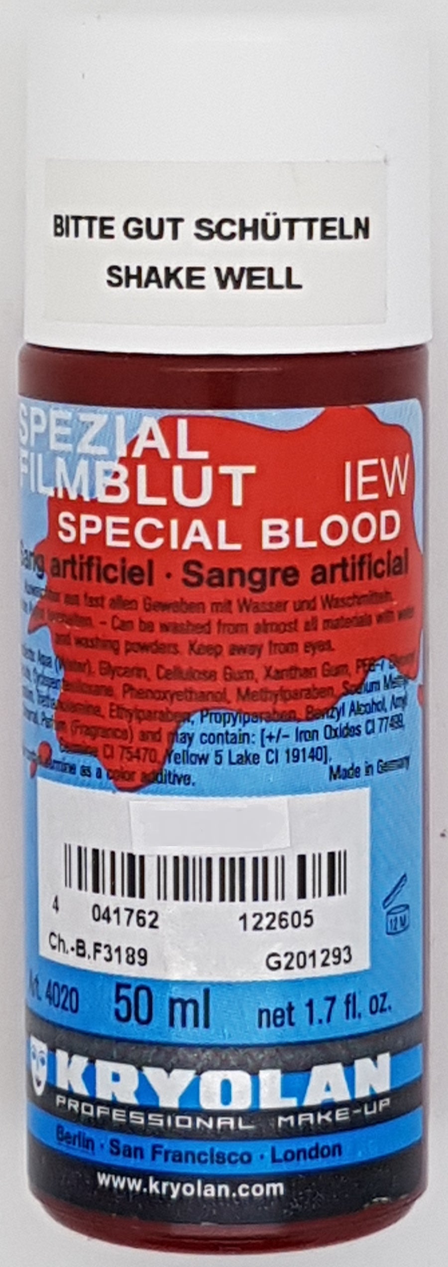 Kryolan Special Blood IEW Professional Stage blood SFX & Casualty Simulation